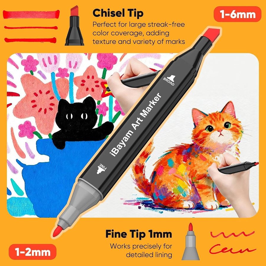 iBayam 80 Alcohol Markers, Dual Brush & Fine Tip, with Case — view 2