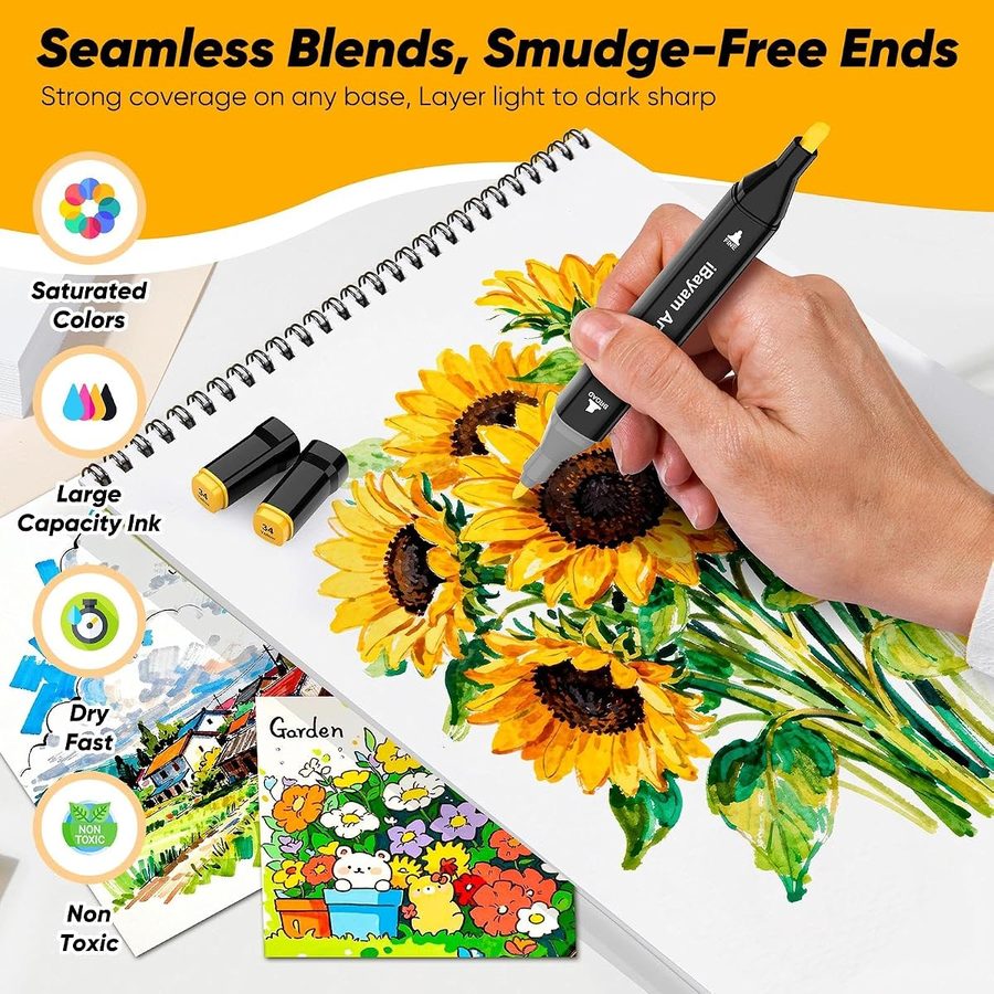 iBayam 80 Alcohol Markers, Dual Brush & Fine Tip, with Case — view 5