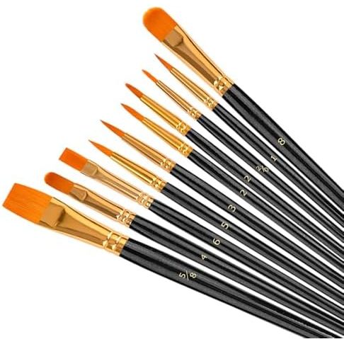 Soucolor Round Pointed Tip Paint Brushes, 10-Pack, Black