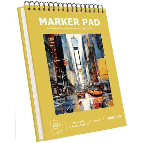 Soucolor 11x14 in Yellow Hardcover Marker Pad, 60 Sheets