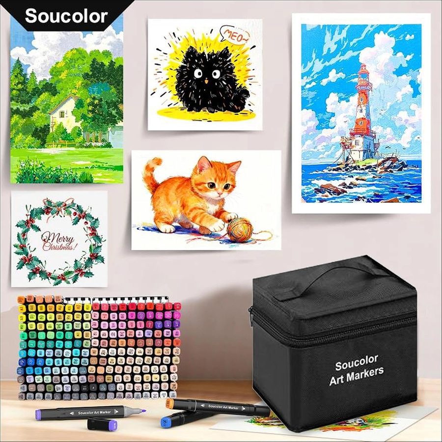 Soucolor 120 Dual Tip Alcohol Markers with Stand and Case — view 5