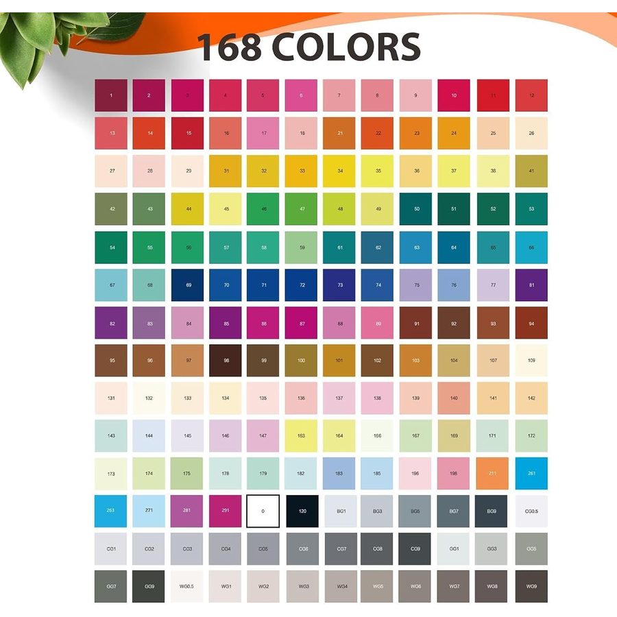 Soucolor 168-Color Dual Tip Alcohol Markers with Black Case — view 2