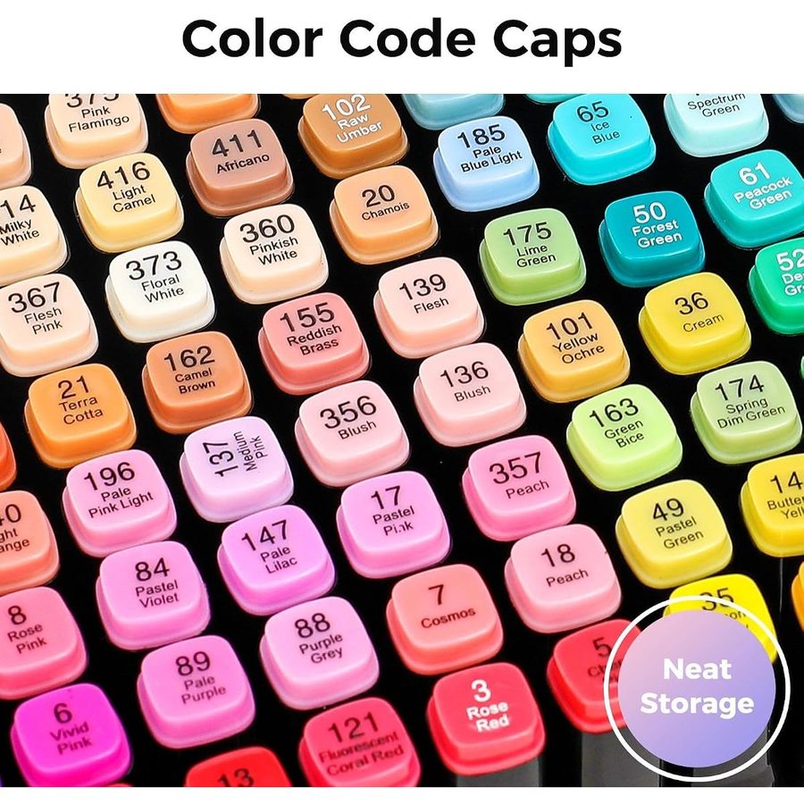 Soucolor 168 Refillable Alcohol Markers with Stand and Case — view 3