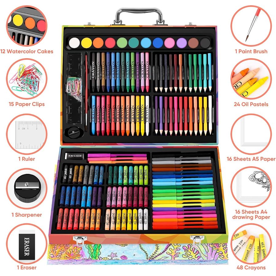 Soucolor 183-Piece Art Kit in Wooden Case — view 3