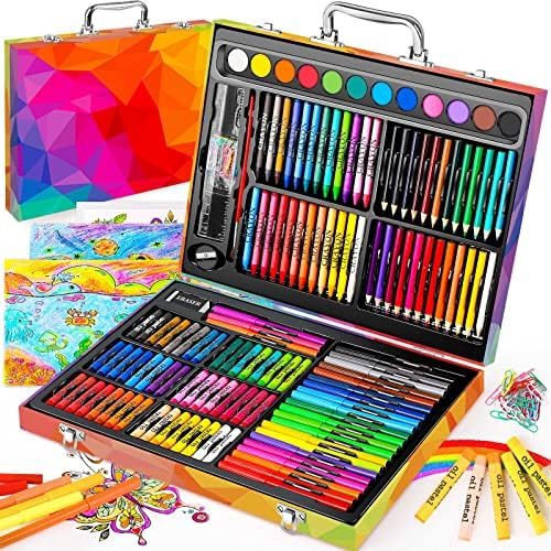 Soucolor 183-Piece Art Kit in Wooden Case