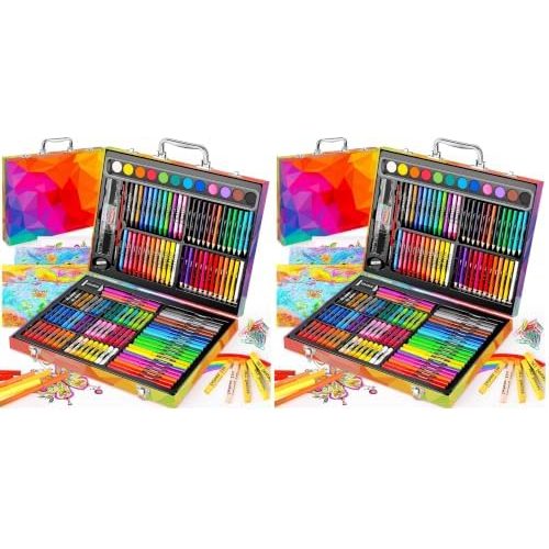 Soucolor 183-Piece Art Kit in Wooden Case, 2-Pack