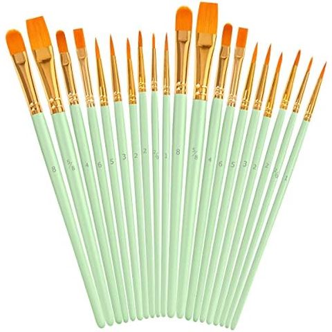 Soucolor 20-Piece Pointed Tip Paint Brush Set, 2 Packs of 10