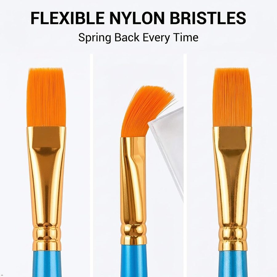 Soucolor 20-Piece Pointed Tip Paint Brushes Set, Blue Handles — view 5