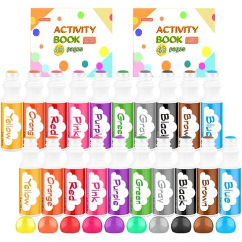 Soucolor 20 Washable Dot Markers, 10 Colors, 2 Activity Books