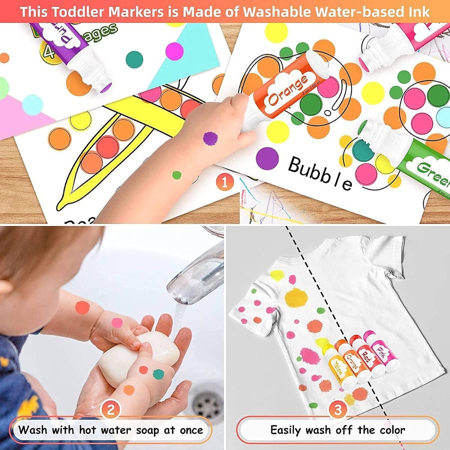 Soucolor 20 Washable Dot Markers, 10 Colors, 2 Activity Books — view 3