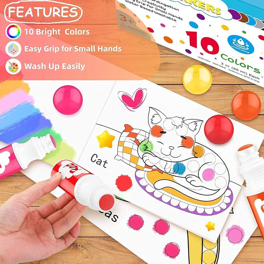 Soucolor 20 Washable Dot Markers, 10 Colors, 2 Activity Books — view 4