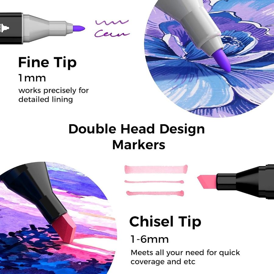 Soucolor 262 Alcohol Markers, Chisel + Fine Tips, Case & Stand — view 2