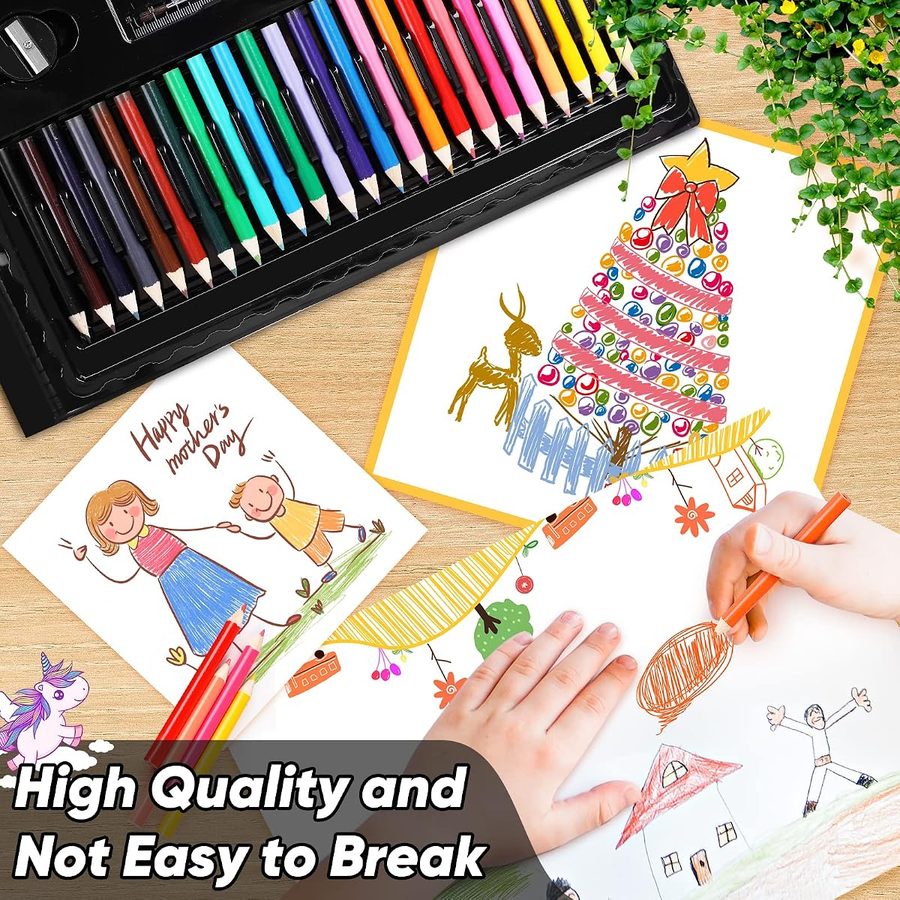 Soucolor 283-Piece Kids Art Set with Trifold Easel Case, Black — view 4