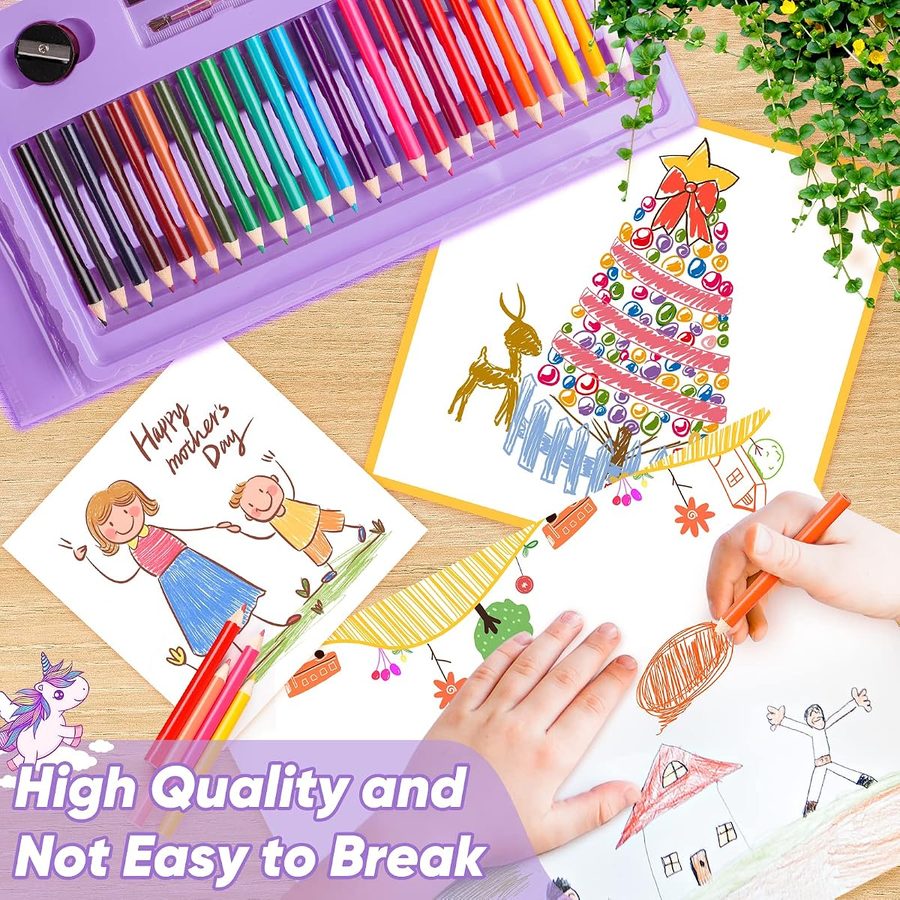 Soucolor 283-Piece Purple Art Set with Trifold Easel — view 4