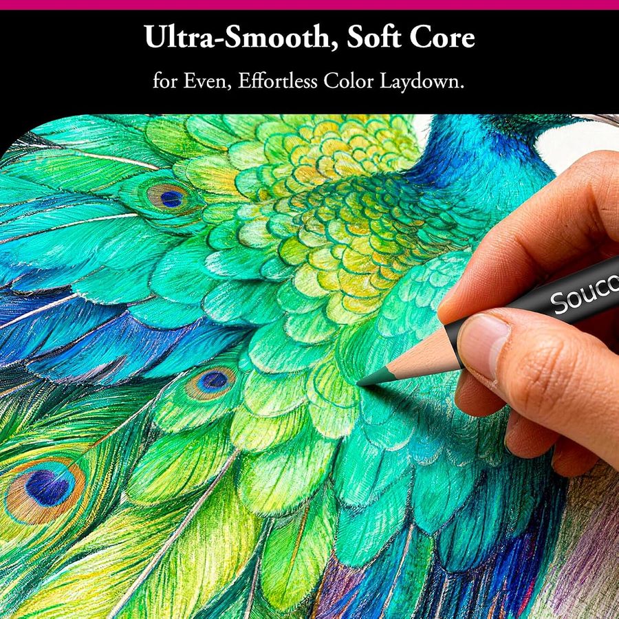 Soucolor 72 Colored Pencils, Soft Core, Numbered and Named — view 4