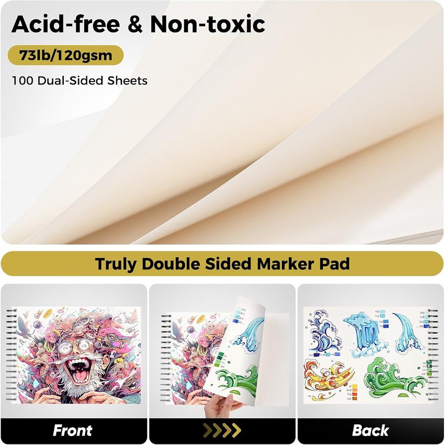 Soucolor 9x12 in Bleedproof Marker Paper Pad, 100 Sheets, Yellow — view 5
