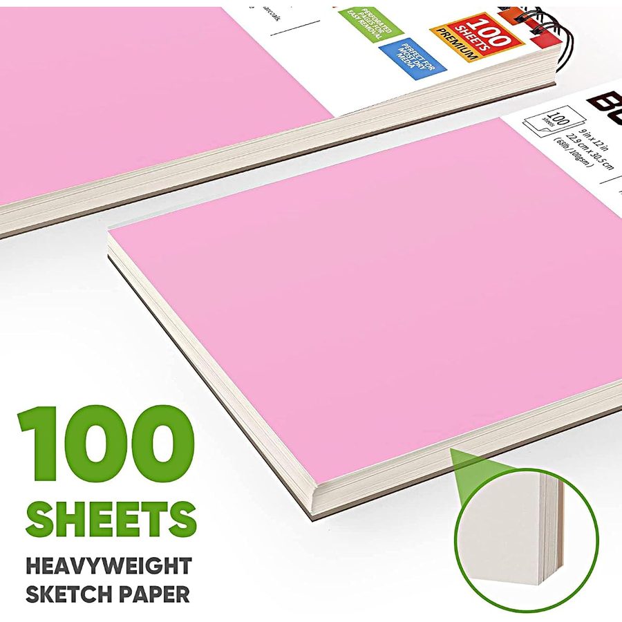 Soucolor 9x12 in Pink Sketchbook 2-Pack, 200 Sheets Total — view 5