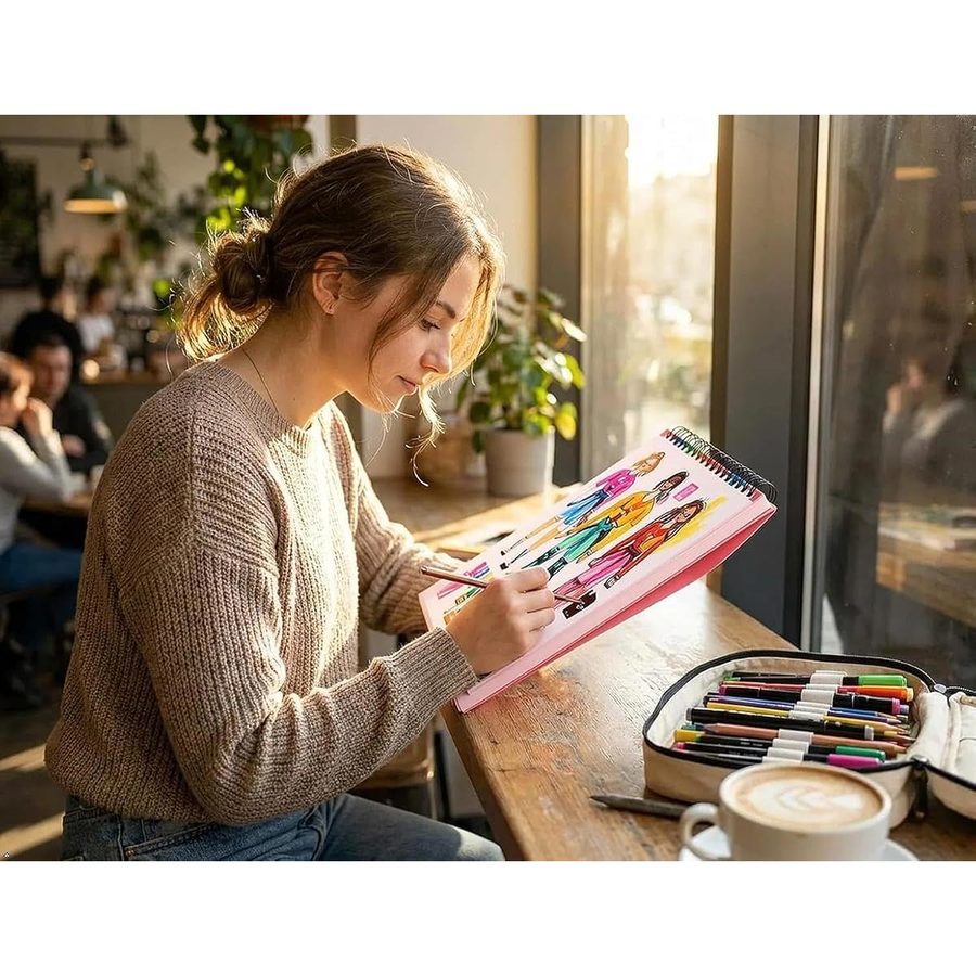 Soucolor 9x12 in Pink Top-Spiral Sketch Book, 100 Sheets — view 2