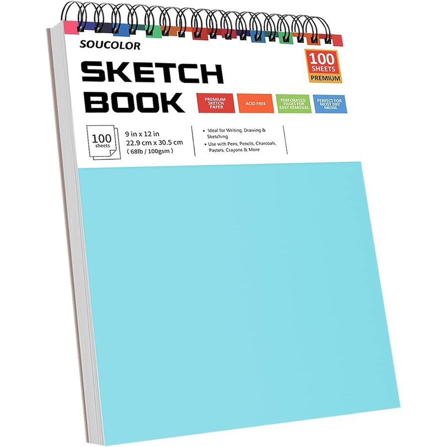 Soucolor 9x12 in Sketch Book 2-Pack, Blue & Purple Covers — view 3