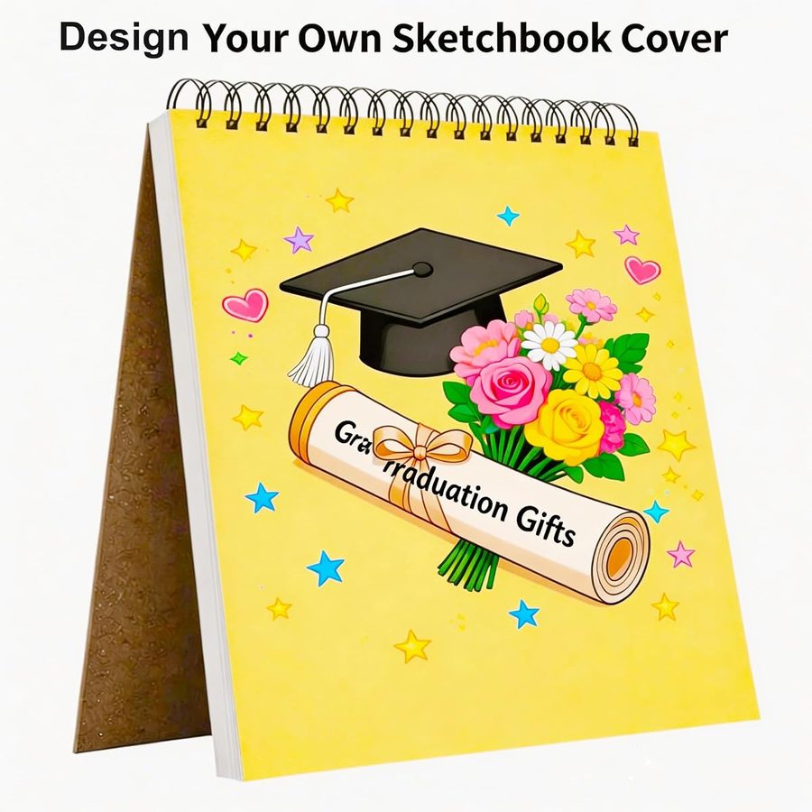 Soucolor 9x12 in Spiral Sketch Book, 100 Sheets, Yellow Cover — view 3