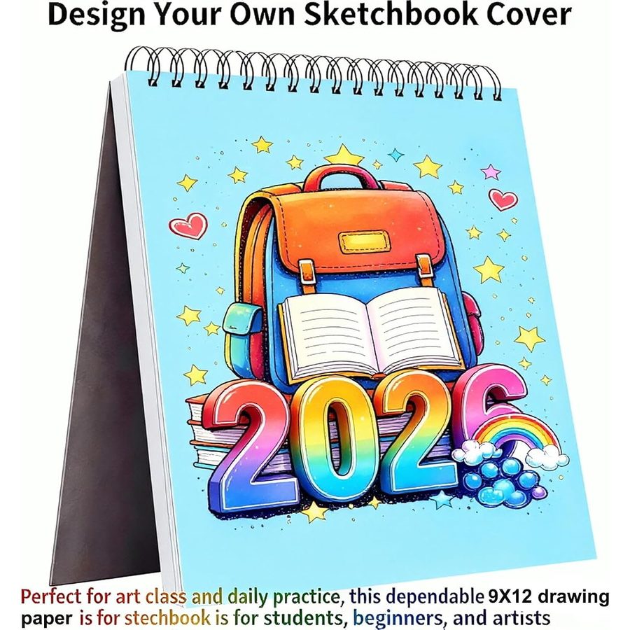 Soucolor 9x12 in Top Spiral Sketch Book, 100 Sheets, Blue — view 2