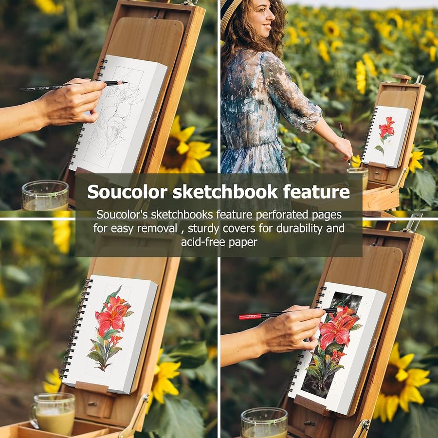 Soucolor 5.5x8.5 in Mini Sketchbook 2-Pack, Blue & Green Covers — view 5