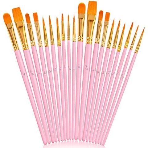 Soucolor Paint Brushes 2-Pack, 20 Round Pointed Brushes, Pink