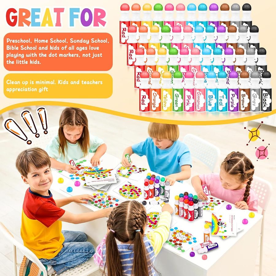 Soucolor Washable Dot Markers 96-Pack, 8 Colors Classroom Set — view 2