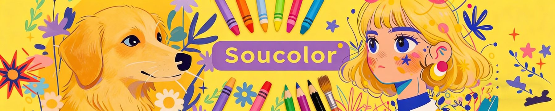 Soucolor art supplies — illustrated banner